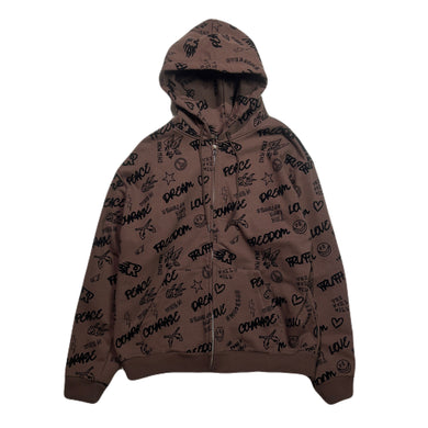 FLOCKY PRINT HOODIE / BROWN