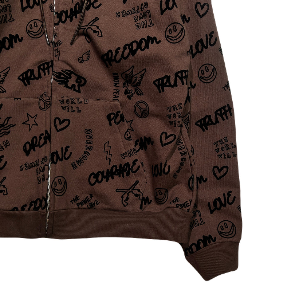 将图片加载到图库查看器，FLOCKY PRINT HOODIE / BROWN