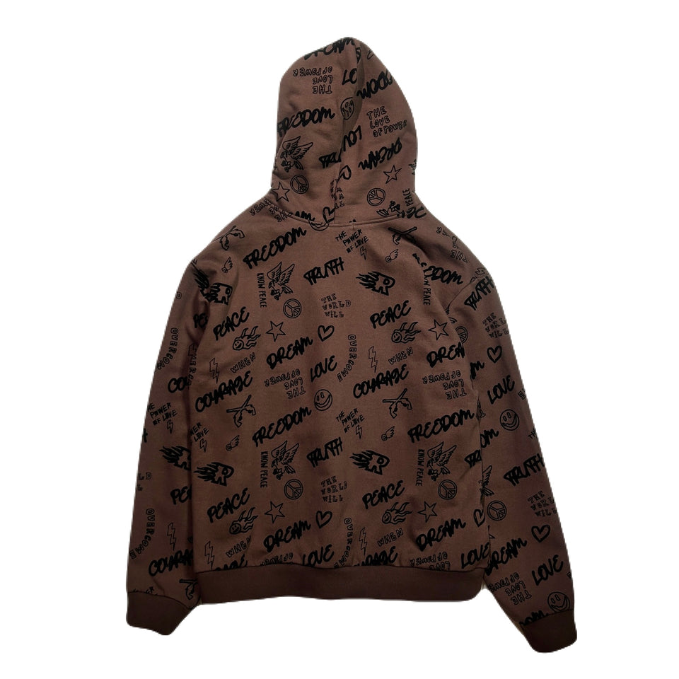 将图片加载到图库查看器，FLOCKY PRINT HOODIE / BROWN