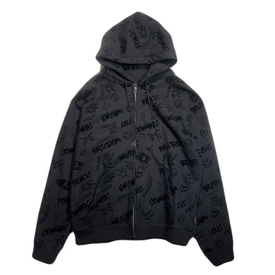FLOCKY PRINT HOODIE / BLACK