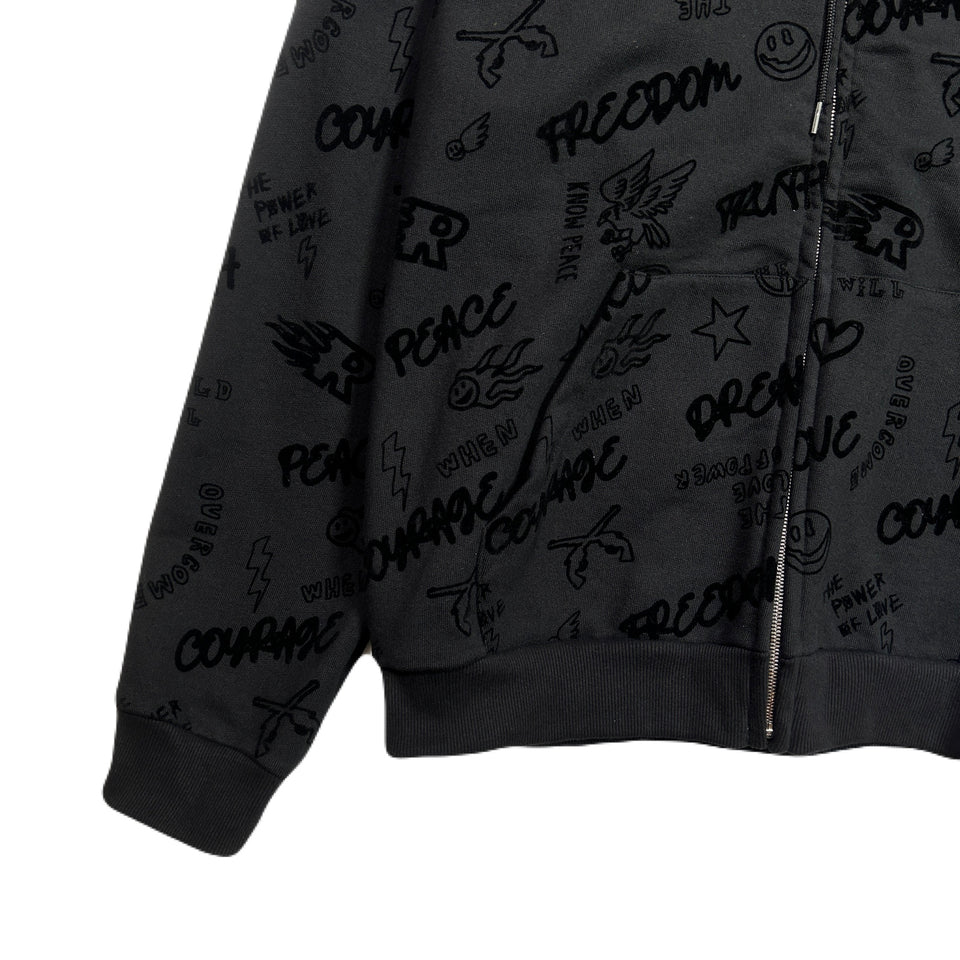将图片加载到图库查看器，FLOCKY PRINT HOODIE / BLACK
