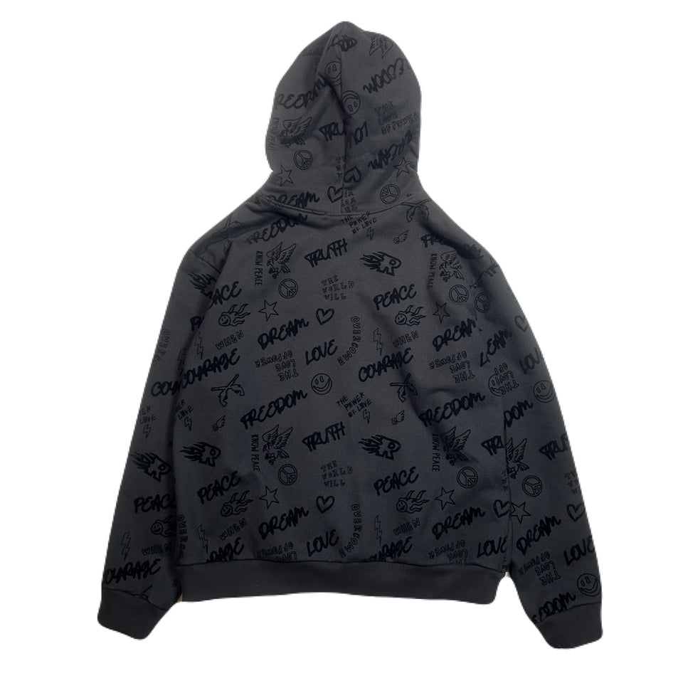 将图片加载到图库查看器，FLOCKY PRINT HOODIE / BLACK