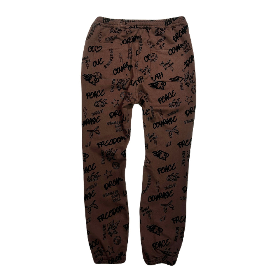 将图片加载到图库查看器，FLOCKY PRINT PANTS / BROWN