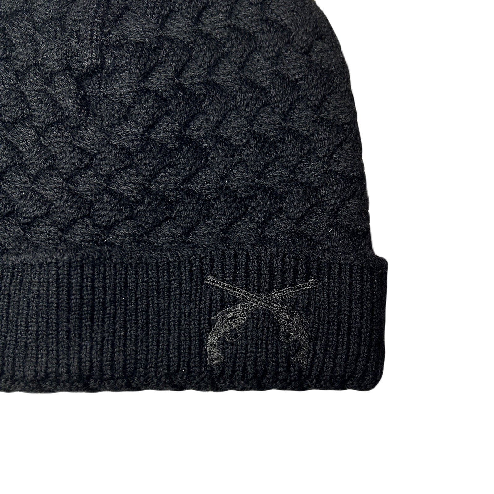 画像をギャラリービューアに読み込む, FAR BASKET KNIT CAP CROSSGUN EMBROIDERY / BLACK