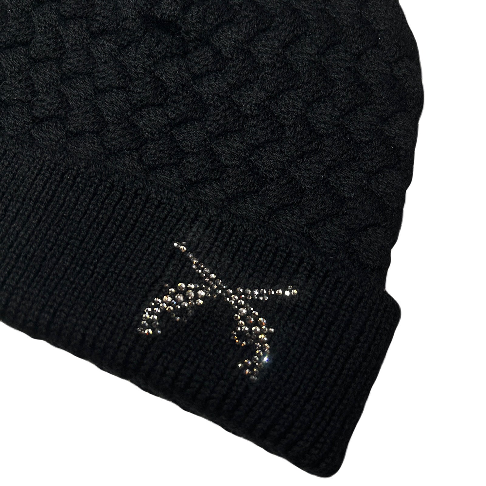 将图片加载到图库查看器，FAR BASKET KNIT CAP CROSSGUN CRYSTAL / BLACK