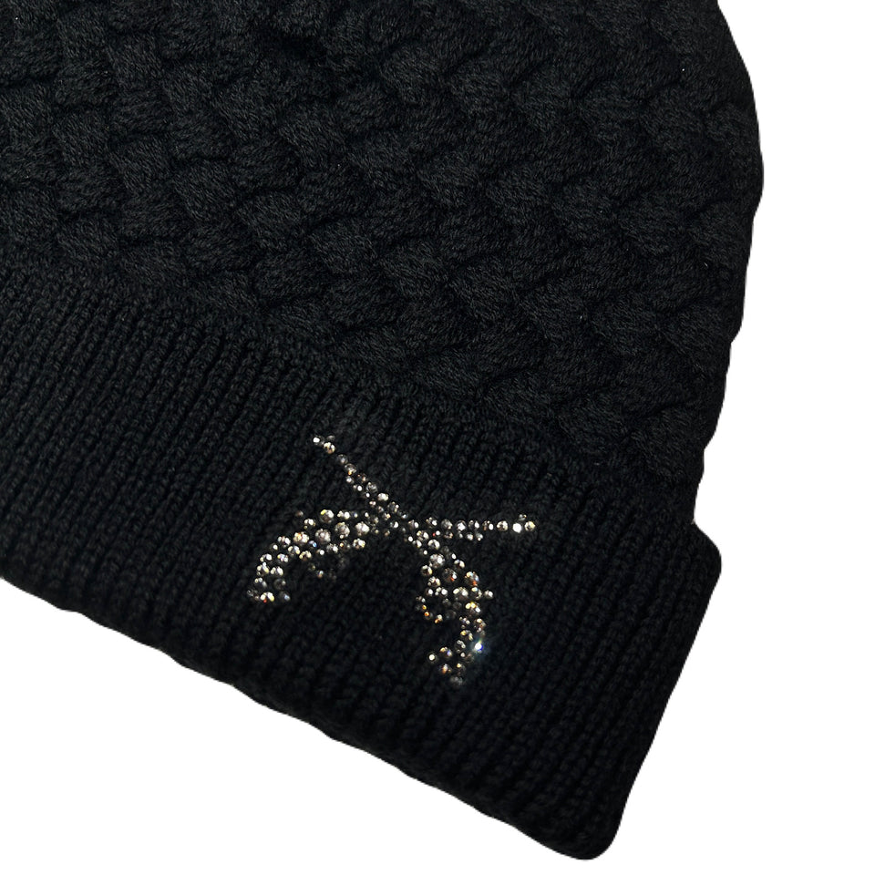 将图片加载到图库查看器，FAR BASKET KNIT CAP CROSSGUN CRYSTAL / BLACK
