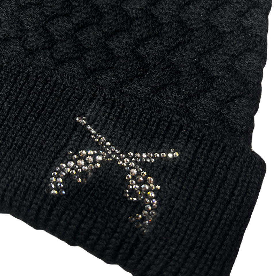 将图片加载到图库查看器，FAR BASKET KNIT CAP CROSSGUN CRYSTAL / BLACK