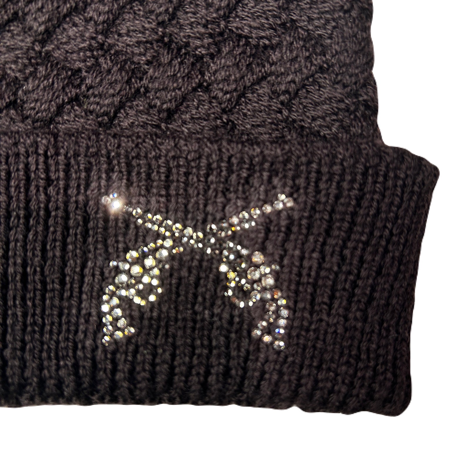 将图片加载到图库查看器，FAR BASKET KNIT CAP CROSSGUN CRYSTAL / BROWN