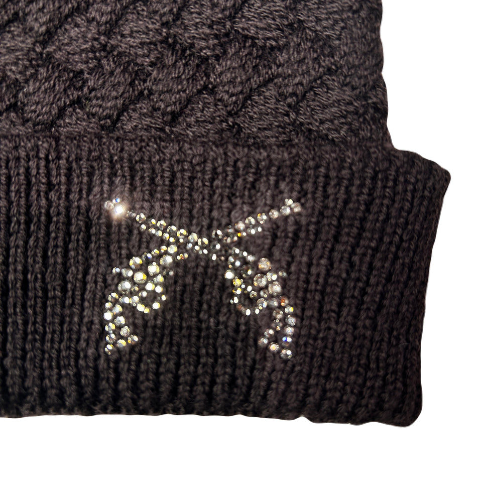 将图片加载到图库查看器，FAR BASKET KNIT CAP CROSSGUN CRYSTAL / BROWN