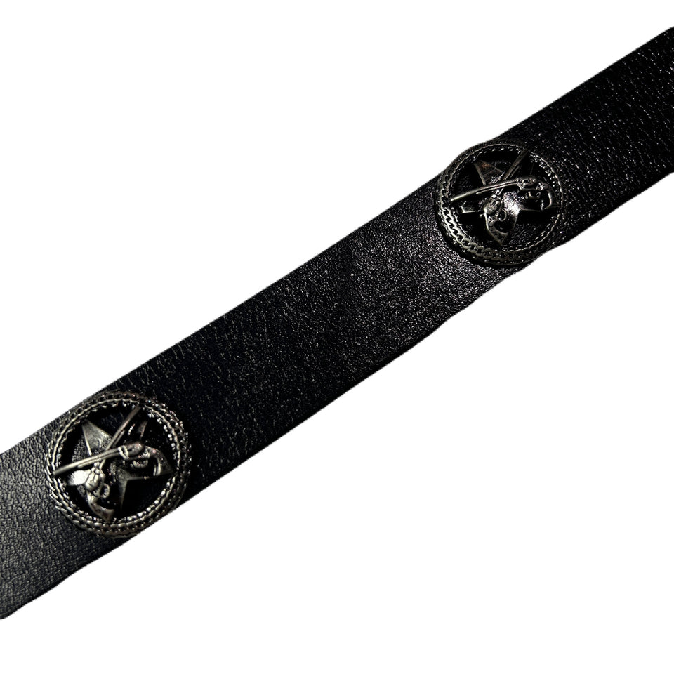 将图片加载到图库查看器，LONG CONCHO LEATHER BELT / BLACK