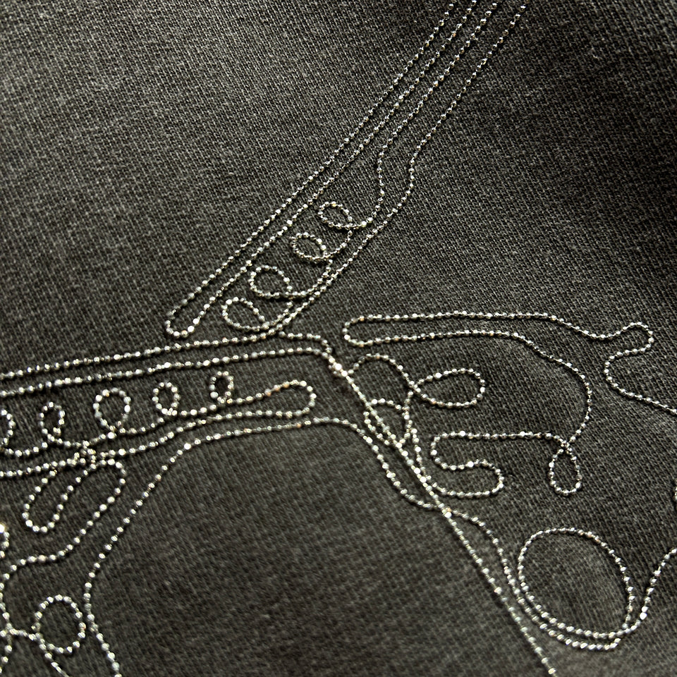 画像をギャラリービューアに読み込む, CROSSSGUN CHAIN EMBROIDERY HOODIE / BLACK
