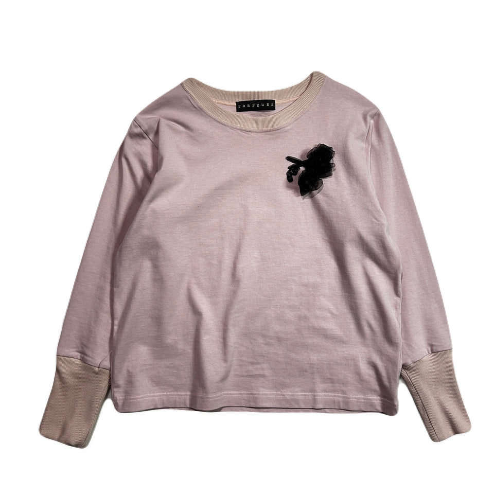 将图片加载到图库查看器，WOMENS ORGANDY FLOWER L/S T-SHIRT / PINK