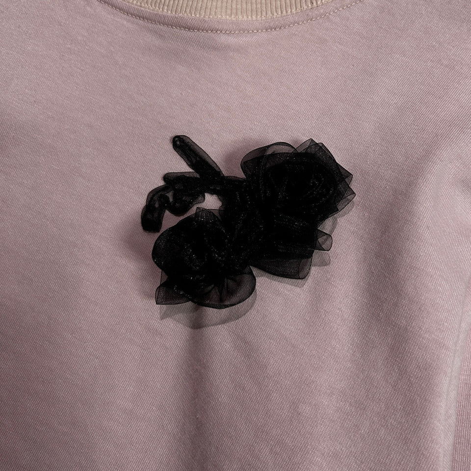 将图片加载到图库查看器，WOMENS ORGANDY FLOWER L/S T-SHIRT / PINK