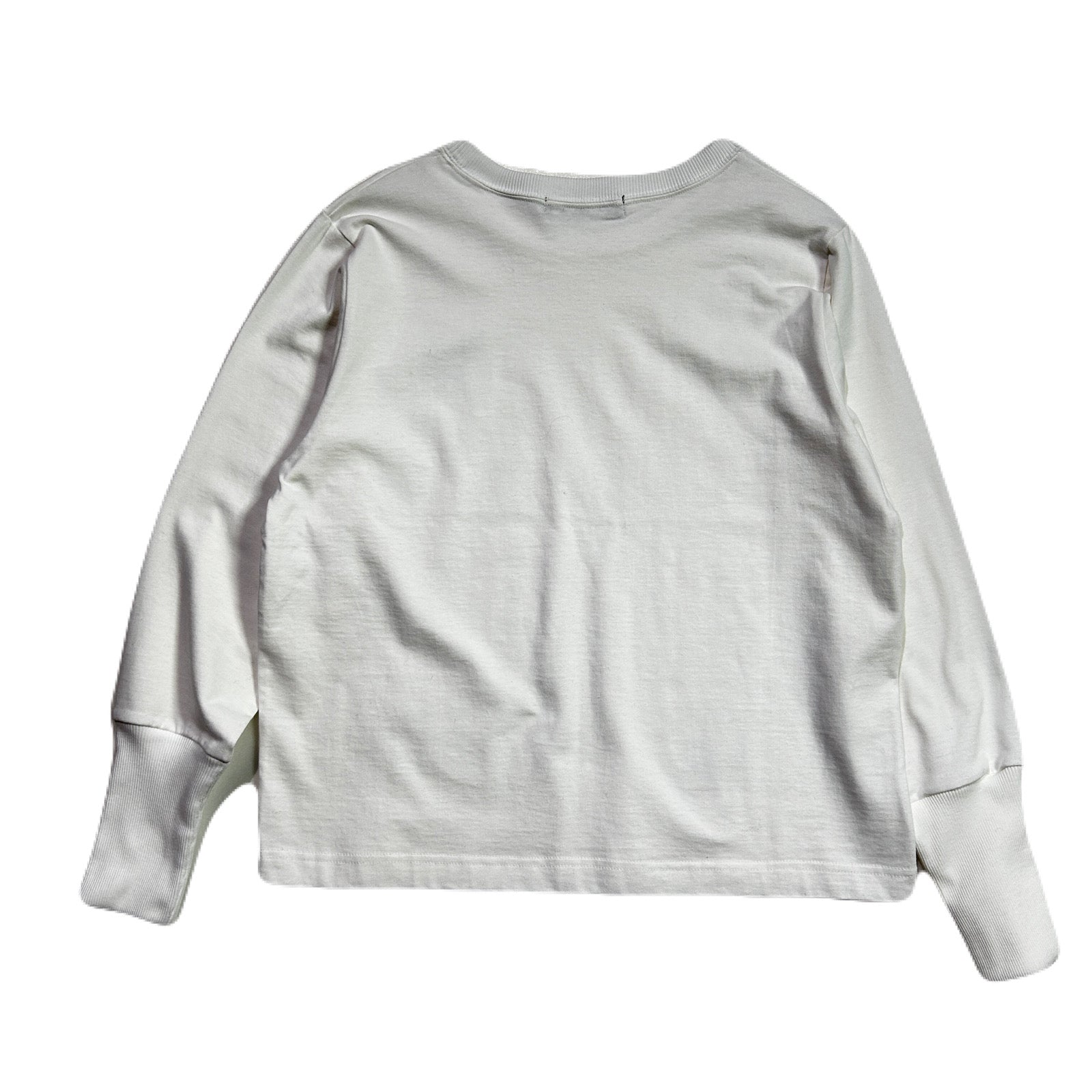将图片加载到图库查看器，WOMENS ORGANDY FLOWER L/S T-SHIRT / WHITE