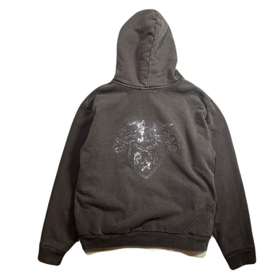 SPANGLE EMBROIDERY HOODIE / BROWN