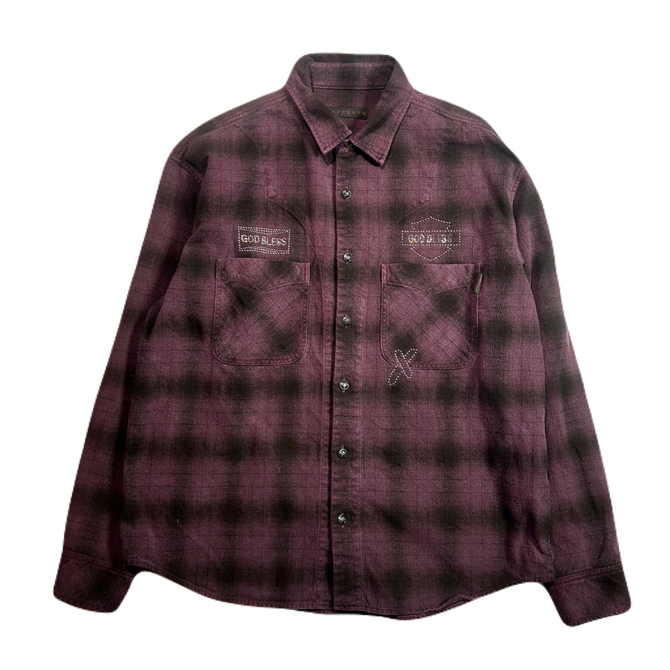 画像をギャラリービューアに読み込む, SHGGY CHECK SHIRT CRYSTAL / BURGUNDY