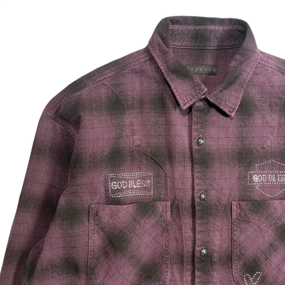 画像をギャラリービューアに読み込む, SHGGY CHECK SHIRT CRYSTAL / BURGUNDY