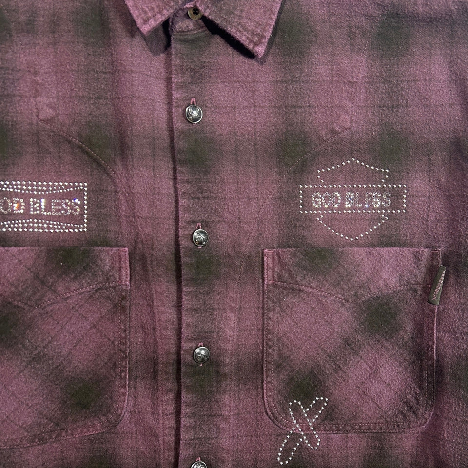 画像をギャラリービューアに読み込む, SHGGY CHECK SHIRT CRYSTAL / BURGUNDY