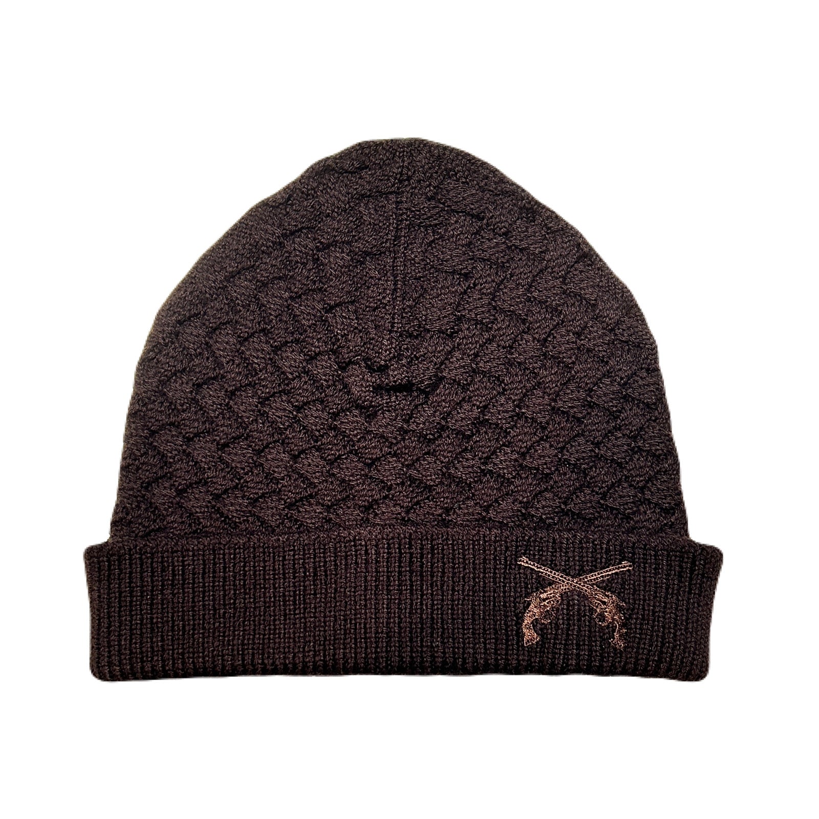 画像をギャラリービューアに読み込む, FAR BASKET KNIT CAP CROSSGUN EMBROIDERY / BROWN