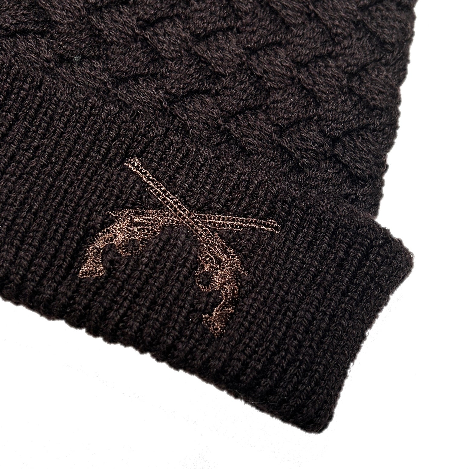 画像をギャラリービューアに読み込む, FAR BASKET KNIT CAP CROSSGUN EMBROIDERY / BROWN