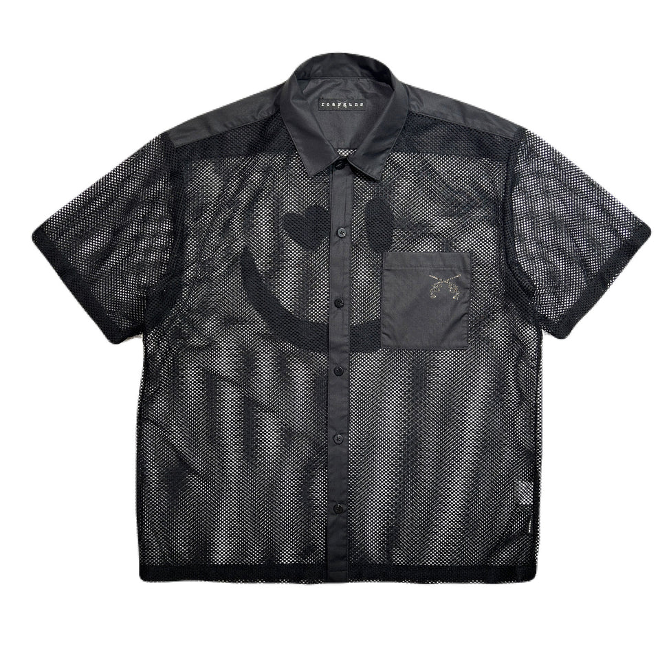 画像をギャラリービューアに読み込む, MESH SHIRT SMILE CRYSTAL / BLACK