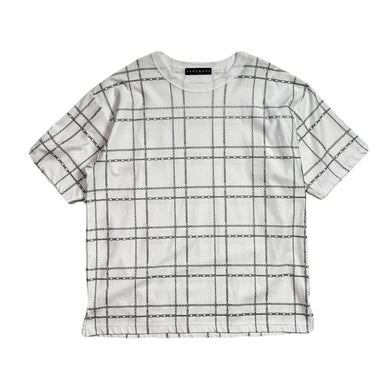 CHAIN CHECK PRINT T-SHIRT / WHITE*SILVER