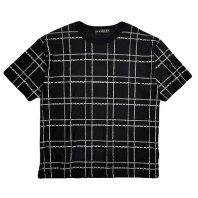 CHAIN CHECK PRINT T-SHIRT / BLACK*GUNMETAL