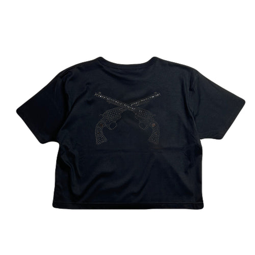 WOMENS CROSSGUN METAL T-SHIRT / BLACK