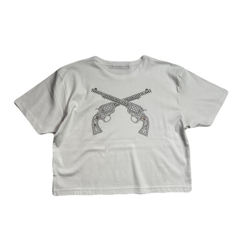 WOMENS CROSSGUN METAL T-SHIRT / WHITE