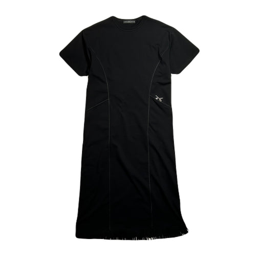 WOMENS HEAVY JERSEY FRINGE DRESS / BLACK