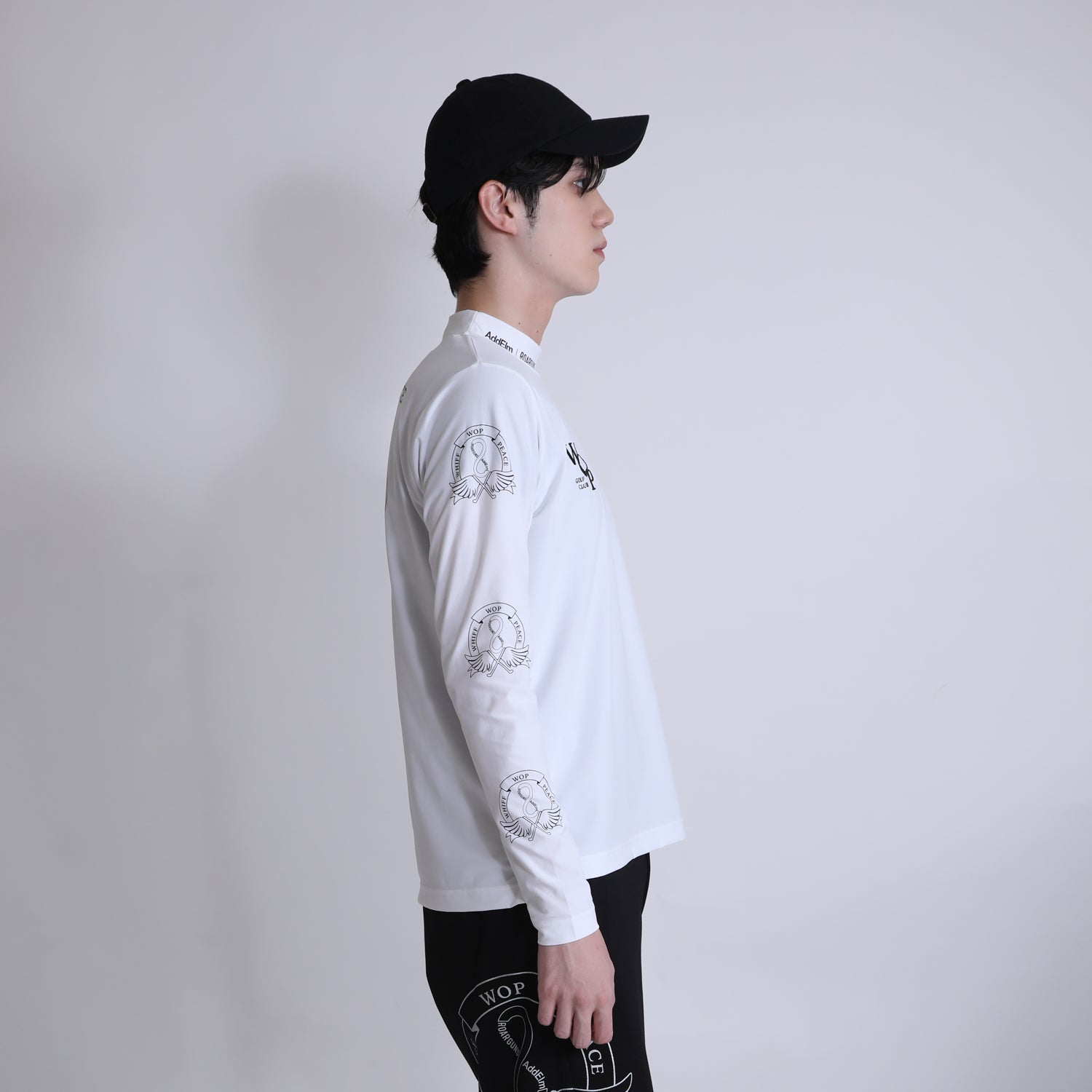 Load image into Gallery viewer, AddElm INFINITI LOGO MOCK NECK LONG T / WHITE