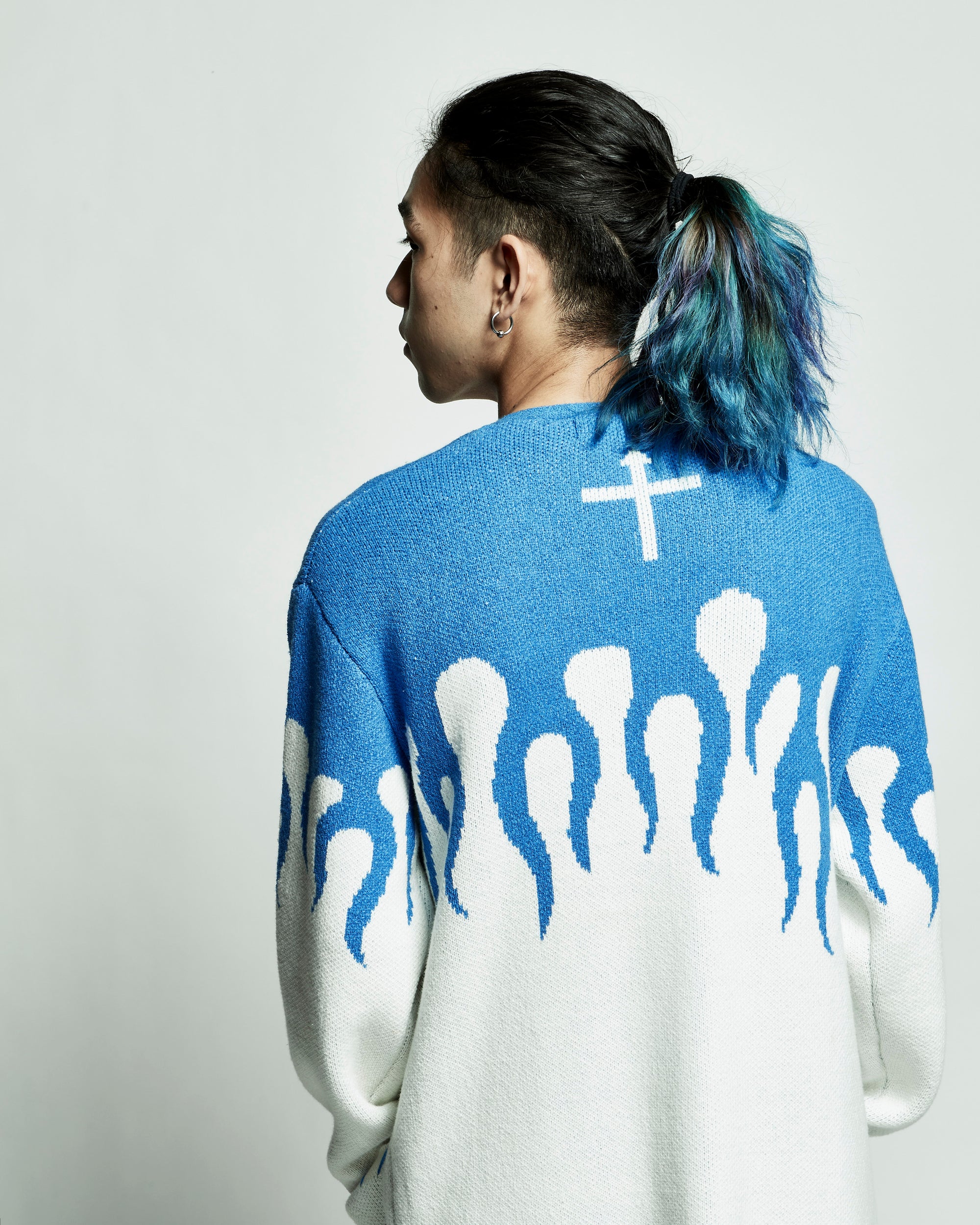 Load image into Gallery viewer, 5 GG NTERSIA KNIT CROSS / BLUE x WHITE