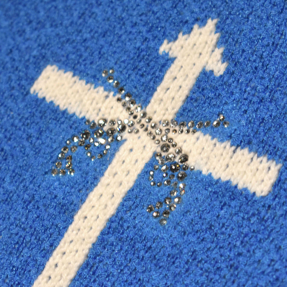 Load image into Gallery viewer, 5 GG NTERSIA KNIT CROSS CRYSTAL / BLUE x WHITE
