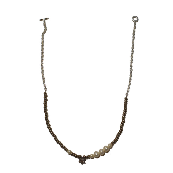 FRESH WATER PEARL BRASS NECKLACE