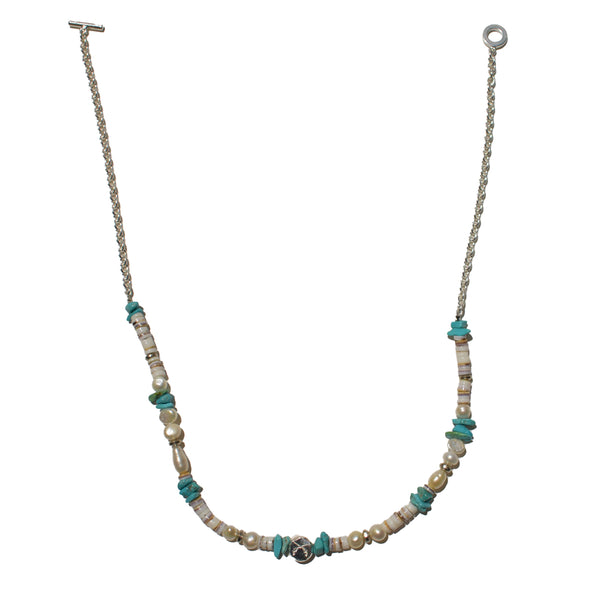 PEARL TURQUOISE WHITE SHELL NECKLACE