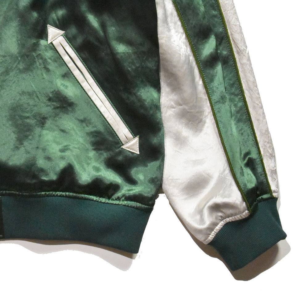 Load image into Gallery viewer, ROSE EMBROIDERY SATIN SKA JACKET / GREEN