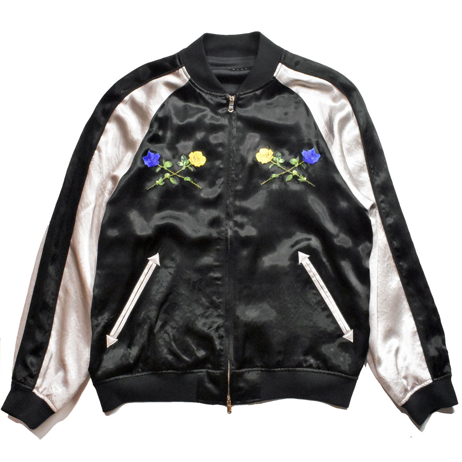 ROSE EMBROIDERY SATIN SKA JACKET / BLACK