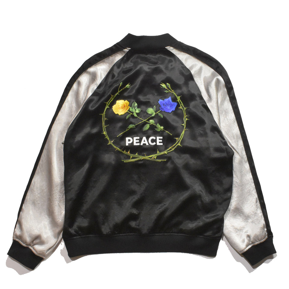 画像をギャラリービューアに読み込む, ROSE EMBROIDERY SATIN SKA JACKET / BLACK