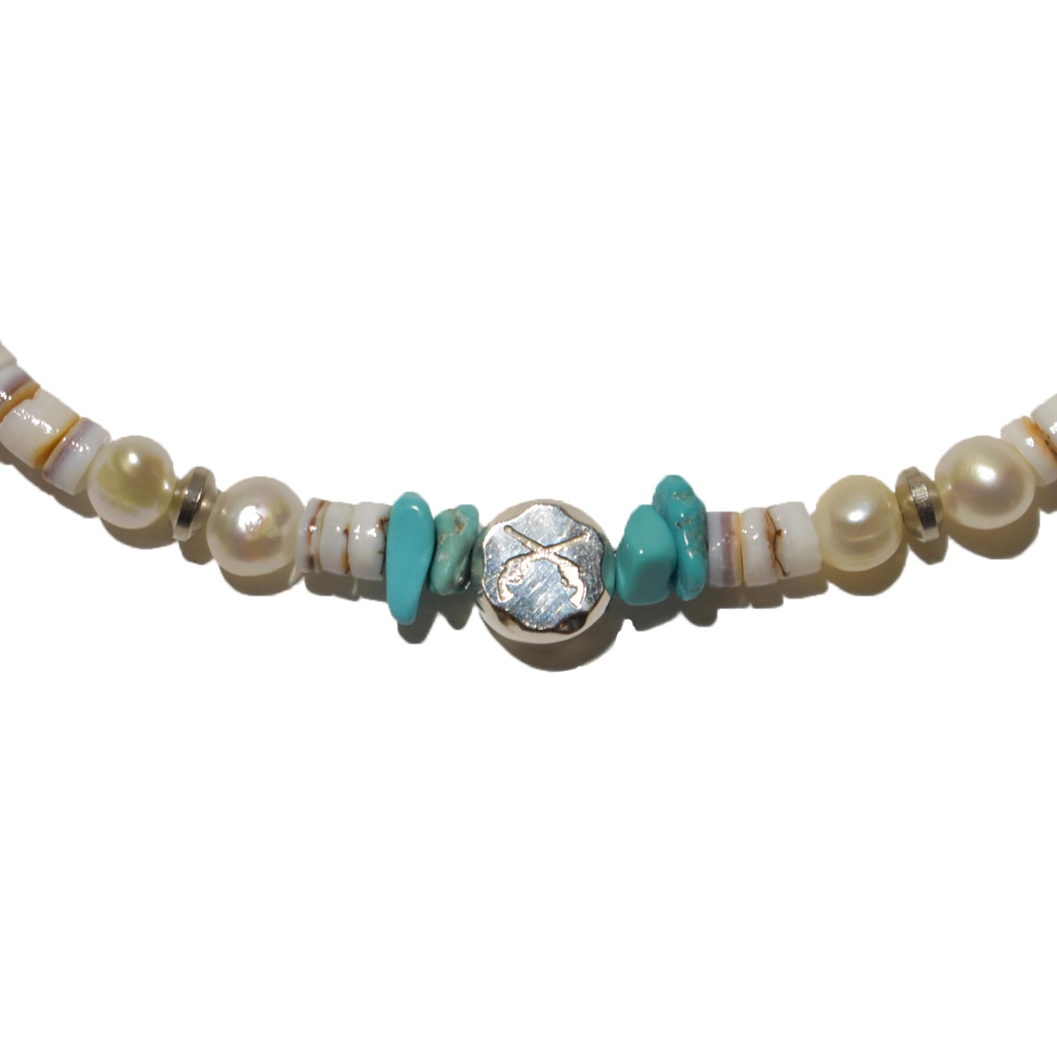 Load image into Gallery viewer, PEARL TURQUOISE WHITE SHELL NECKLACE
