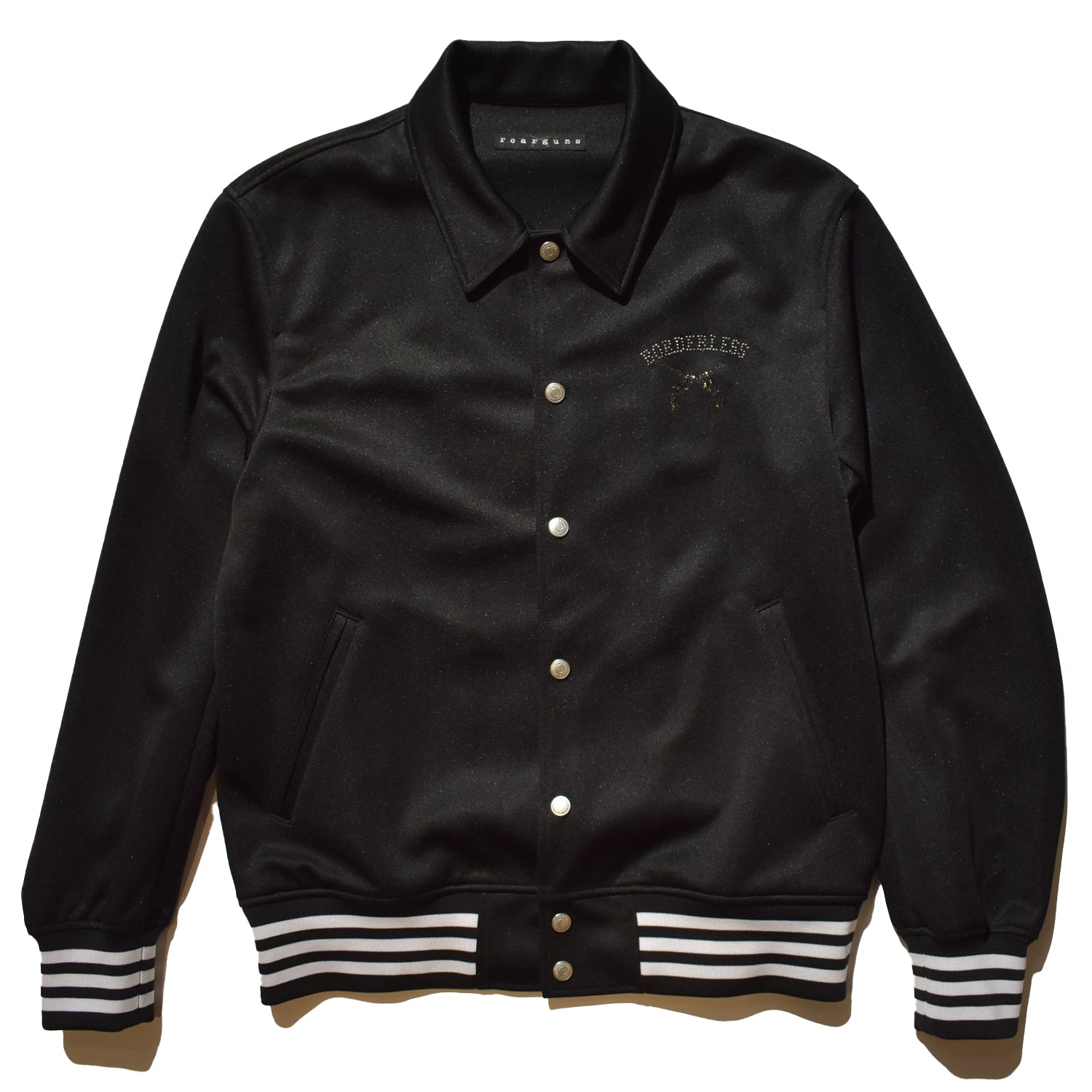 Load image into Gallery viewer, VARSITY TRACK JACKET EMBLEM / BLACK x BLACK