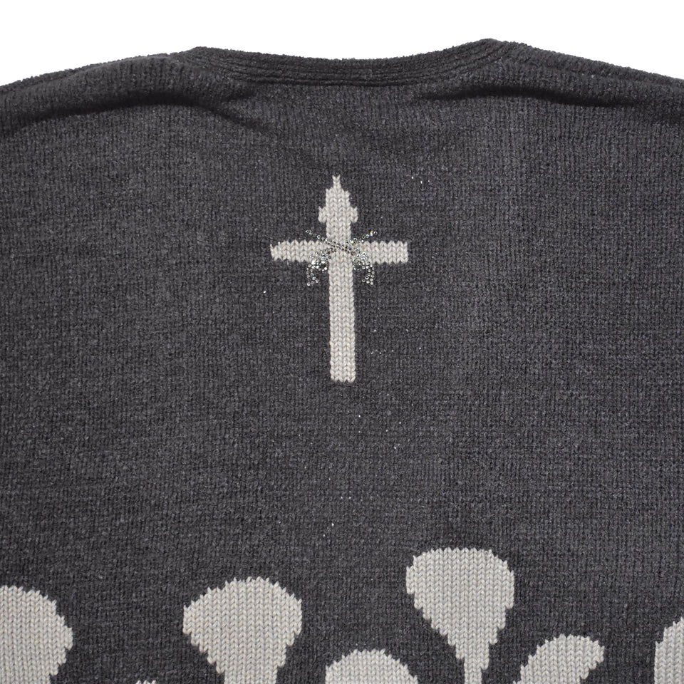 Load image into Gallery viewer, 5 GG NTERSIA KNIT CROSS CRYSTAL / GRY x BLACK